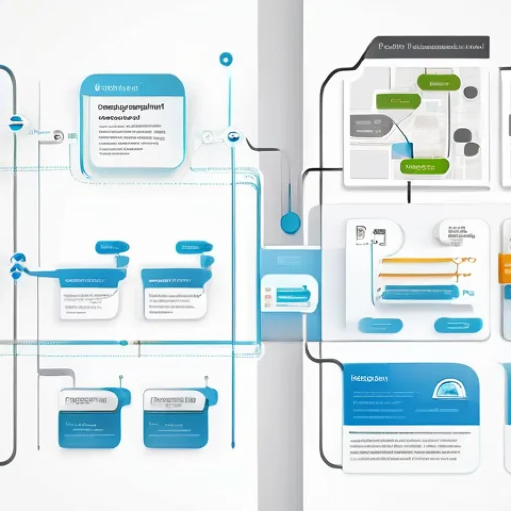 REST API 설계 및 활용 방법 - 1') and simplified user journey maps, symbolizing continuous iteration and improvement based on user...