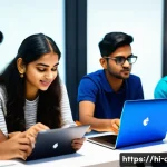 Home 22 최고의 무료 코딩 학습 플랫폼 - A vibrant and modern learning environment featuring a diverse group of young Indian adults engaging ...