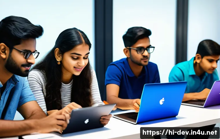 최고의 무료 코딩 학습 플랫폼 - A vibrant and modern learning environment featuring a diverse group of young Indian adults engaging ...