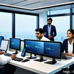 Home 18 클라우드 기반 데이터베이스의 장점 - A modern Indian office environment with a diverse team of professionals working collaboratively usin...