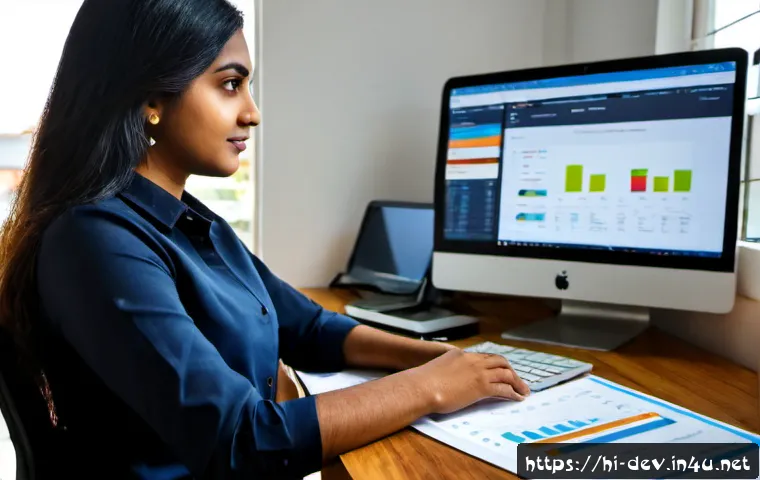 웹 호스팅 서비스 추천 - Photorealistic modern web hosting comparison concept, confident Indian small business owner seated a...